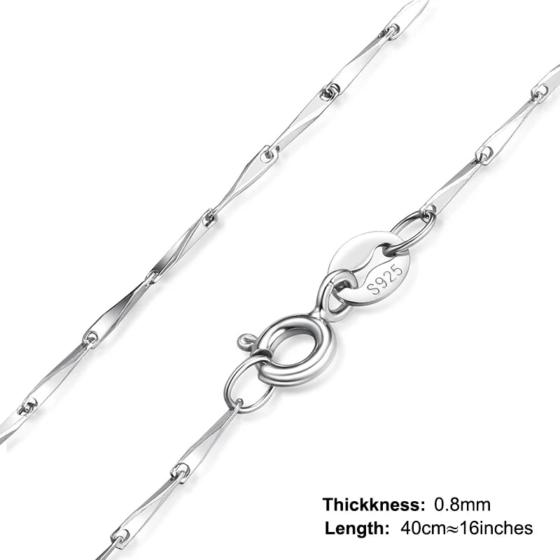 JewelryPalace Genuine 925 Sterling Silver Necklace Ingot Twisted Trace Belcher Snake Bar Singapore Box Chain Necklace for Women