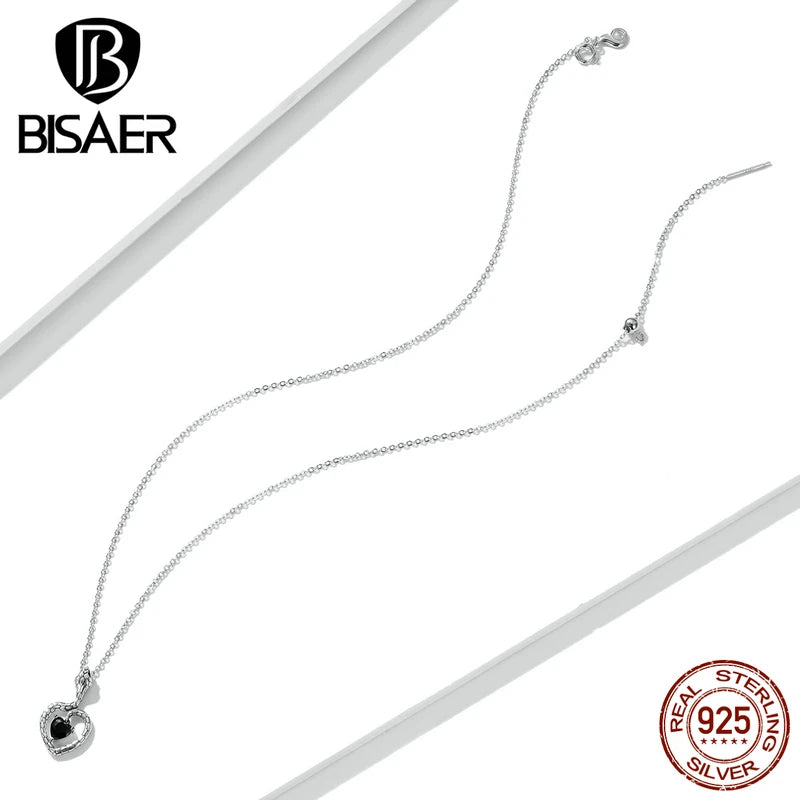 BISAER Vintage Snake Pendant Necklace 925 Sterling Silver 45cm Adjustable Chain Link Necklace Female Statement Jewelry EFN233