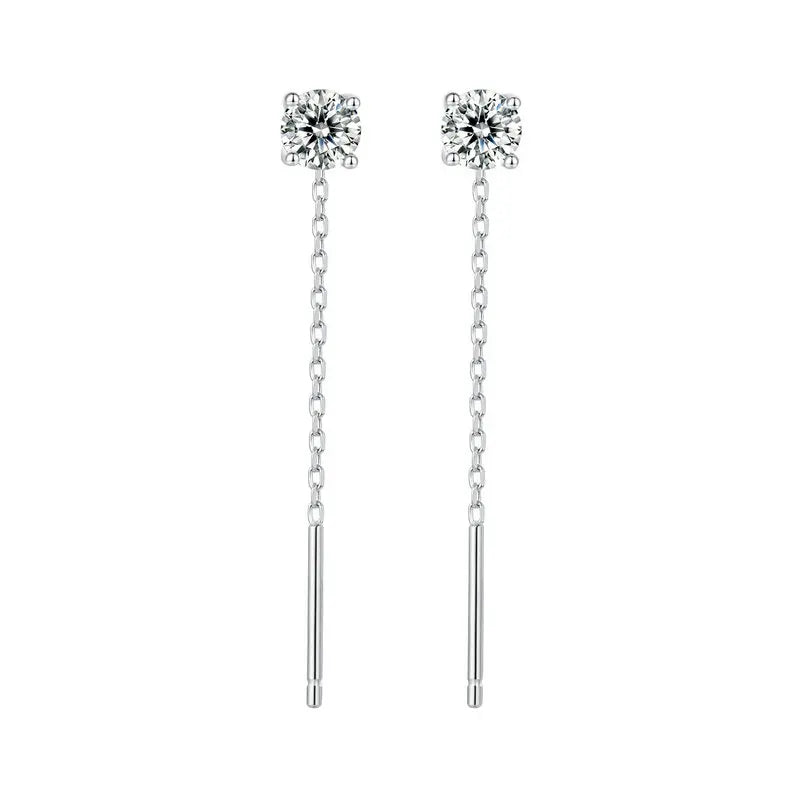 BAMOER Moissanite Threader/Drop Earrings for Women, 925 Sterling Silver Moissanite Platinum Plated Chain Hypoallergenic Earrings